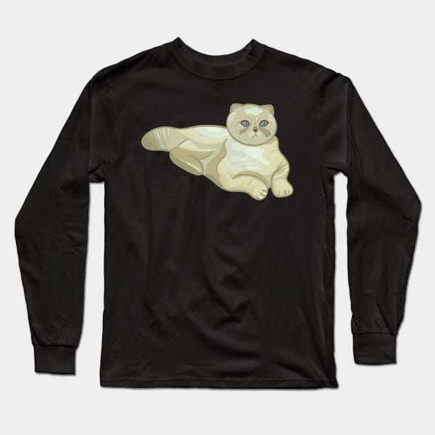 Scottish Fold Cat Long Sleeve T-Shirt by Kelly Louise Art